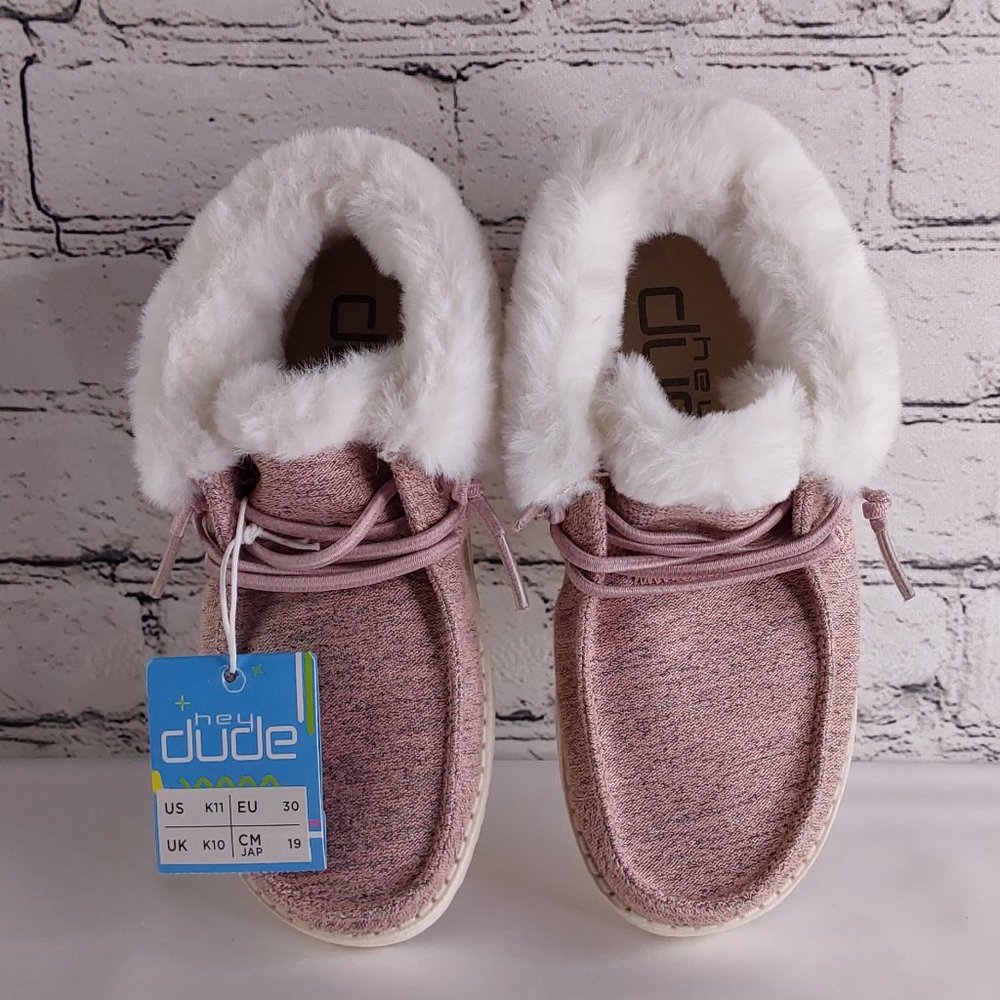 'HEY DUDE' 'BRITT' FUR LINED FOLD & SNAP CUFF TWO LOOKS IN  ONE SHOE PINK SHIMM - Picture 8 of 16